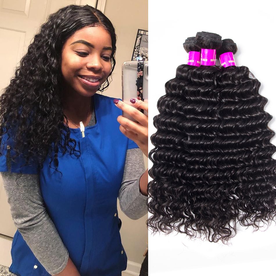 Peruvian Hair Weave Deep Curly Hair 3 Bundles Peruvian Deep Wave Tinashe Virgin Hair Bundles Deal Soft Human Hair Weave