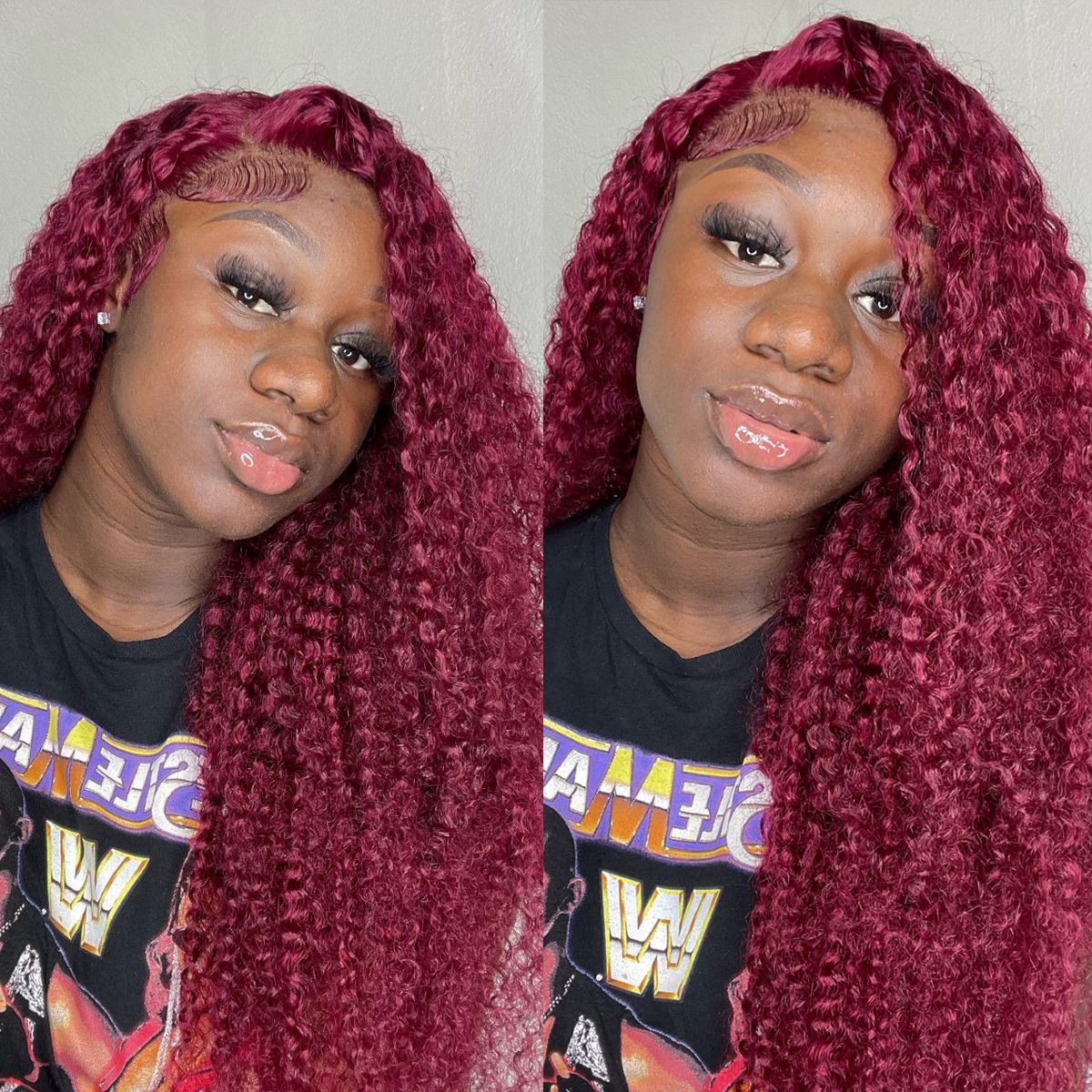 burgundy curly wig