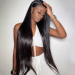 Long straight lace front wig