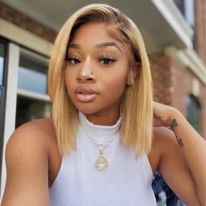 Tinashe hair glueless ombre honey blonde bob wig (1)