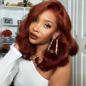 Tinashe hair glueless reddish brown short body wave wig (2)